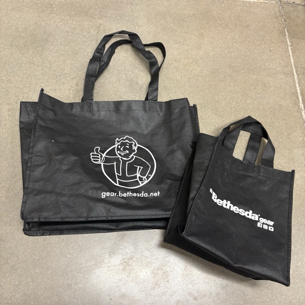 E3 2019 Bethesda Fallout Vault Boy Black Tote Bag Set Of 2 Con Convention Promo