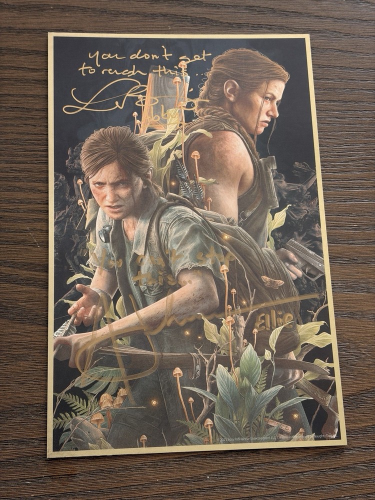 THE LAST OF US PART II Lithograph Signed Ashley Johnson & Laura Bailey JSA COA