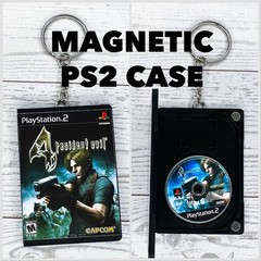 Resident Evil 4 Mini PS2 Game Case Keychain Magnetic Opening Functional Disc