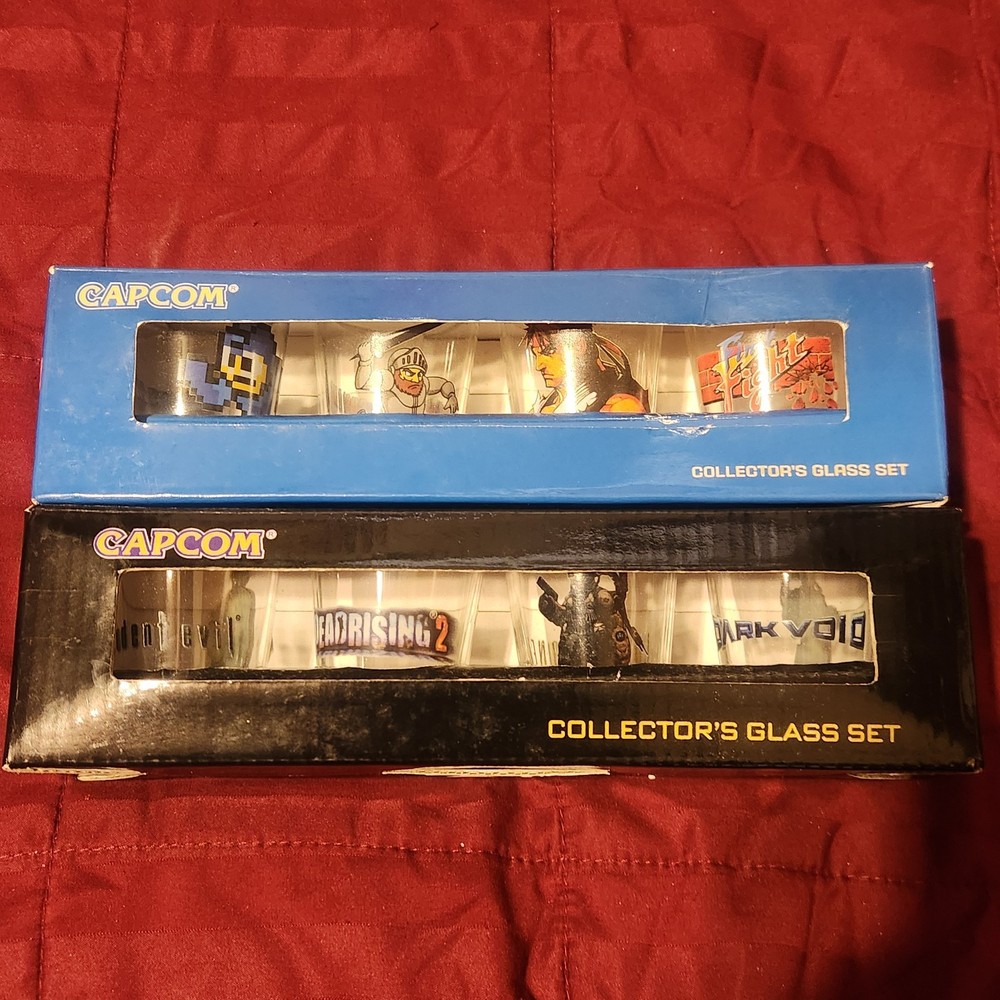 RARE Lot of 2 Official Capcom Promo Video Game Collector’s Shot Glass Set!