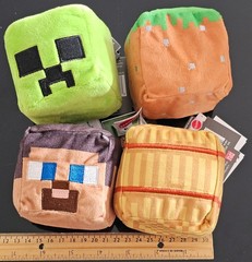 Mattel MINECRAFT Basic Blocks 3” Mini-Plushies Steve Set Of 4 Total Brand New