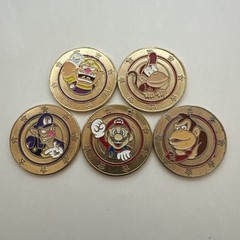 Lot of 5 Super Mario Gold & Enamel Collector Coin By Frankford Candy Nintendo