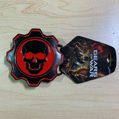 RARE 2008 Epic Games Gears Of War Metal Skull Omen Belt Buckle Xbox Collectible