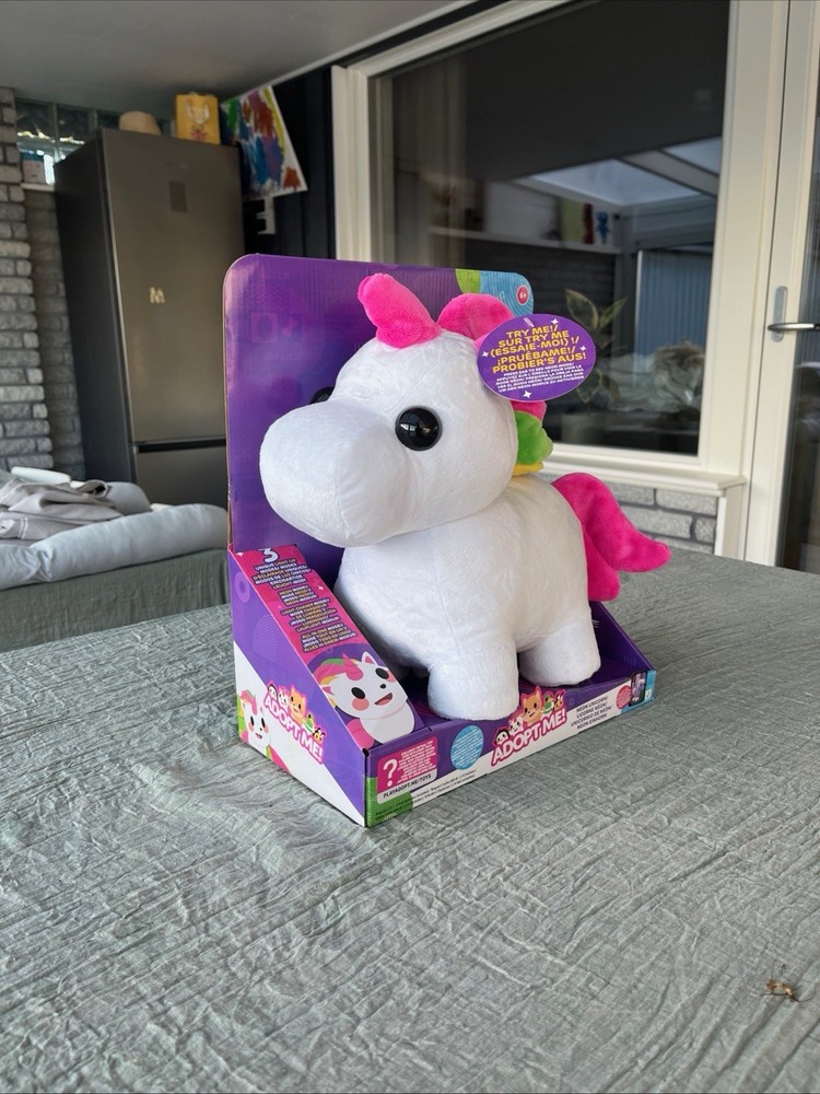 Adopt Me Neon Unicorn Plush 30cm NEW + Unused Rare Toy Code | Rainbow Maker