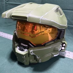 Halo Master Chief Spartan Helmet Costume Cosplay Mask Green Amber Visor Adult
