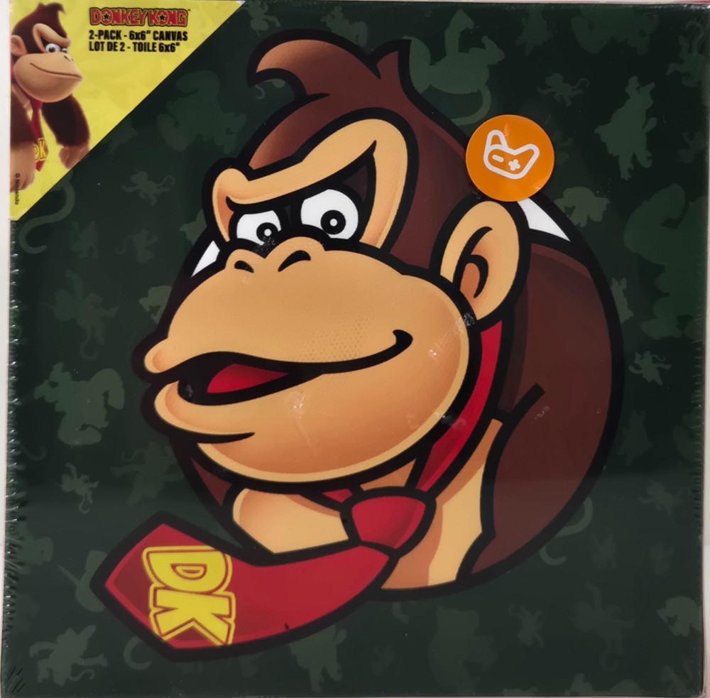 Nintendo Donkey Kong Diddy Kong 6″x6″ Canvas Print 2-Pack New Sealed Official