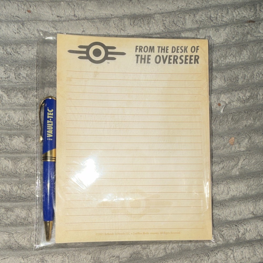 Bethesda Fallout Vault-Tec Overseer Notepad & Pen Set with Lined Pages