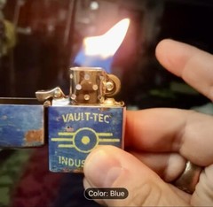 FALLOUT VAULT-TEC FLIP LIGHTER (Vault-Tec Blue) Comes In Tin Gift Case
