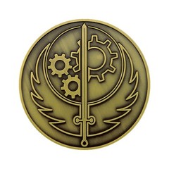 Fallout 3 4 76 Brotherhood of Steel Metal Medallion Coin Figure Statue + Stand