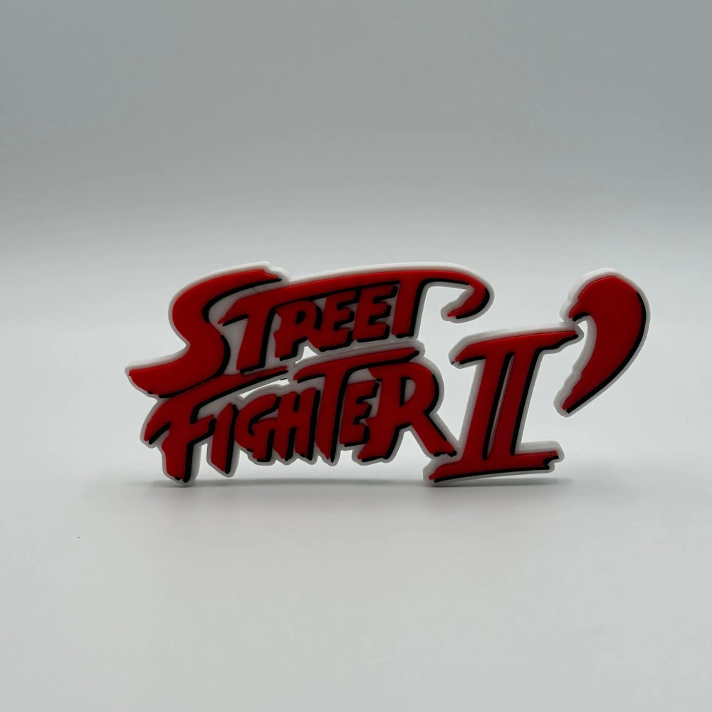 Street Fighter II Video Game Sign Logo Red Collectible 3D Printed 8 inch