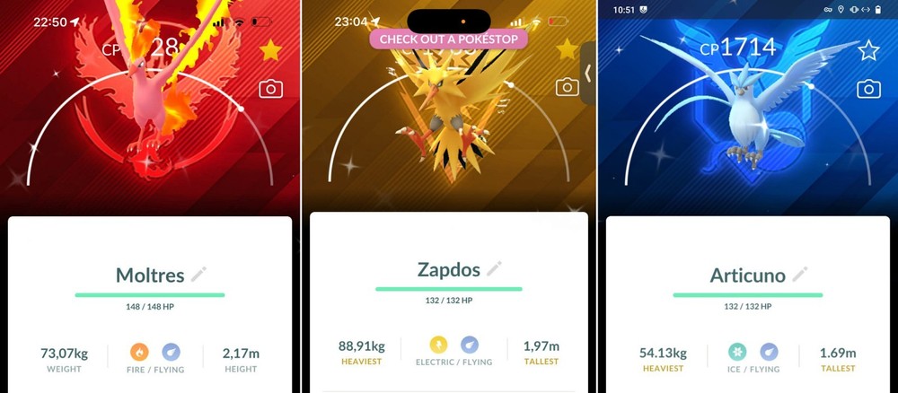 Pokémon Shiny Moltres Zapdos Articuno Kalos Background Go Tour 2026 – Trade