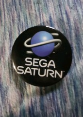 SEGA Saturn Logo Button Round Pin/Pinback Gloss Black Purple 2″×2″ advertising