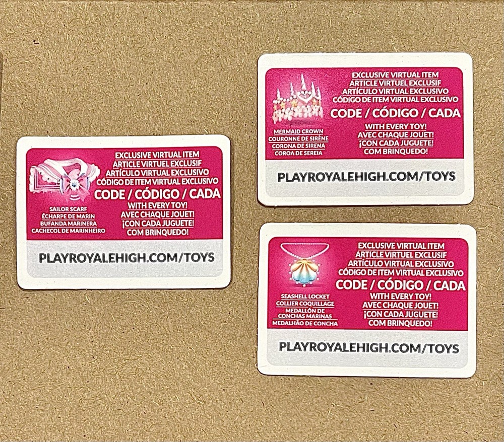 Royale High Roblox DLC Code Set Mermaid Crown Seashell Locket Sailor Scarf Lot 3