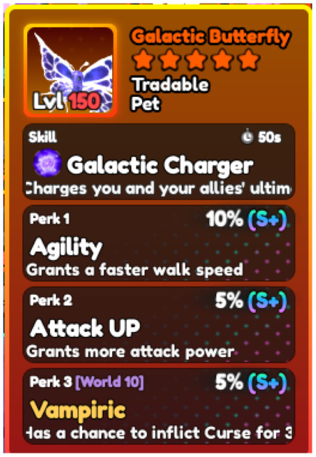 World Zero WZ – PET with PERFECT PERKS – GALACTIC BUTTERFLY