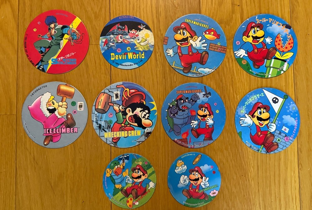Super Mario Devil World Famicom Showa Retro Menko 1985 Old Vintage 10 Pieces