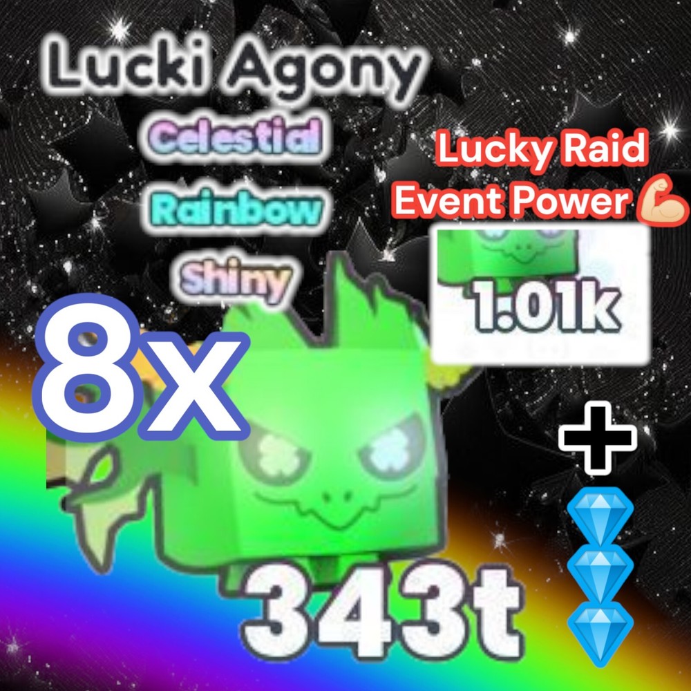 8x Shiny Rainbow Luckily Agony + 2 Million Diamonds. PS99. Same Day