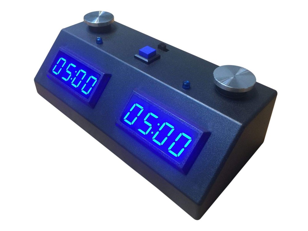ZmartFun II Digital Chess Clock – Black/Blue Small, Black Case With Blue Leds