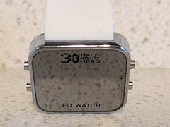 Half Minute Hero Promotional LED Digital Wristwatch White Band Rare