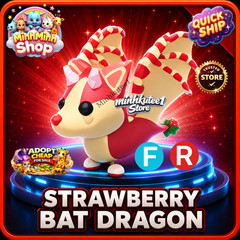 🔥 FR Strawberry Bat Dragon – Fly Ride | Adopt M2e Pet ⚡ For Sale