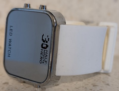 Half Minute Hero Promotional LED Digital Wristwatch White Band Rare