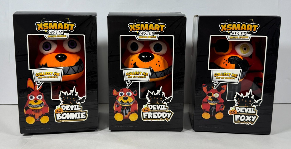 XSmart Global Five Nights at Freddys Plush LOT OF 3 Devil Freddy Bonnie Foxy NIB