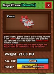 PRISMATIC HUGE MEGA KITSUNE | GROW A GARDEN | 21.08KG | AGE 100 | FAST DELIVERY