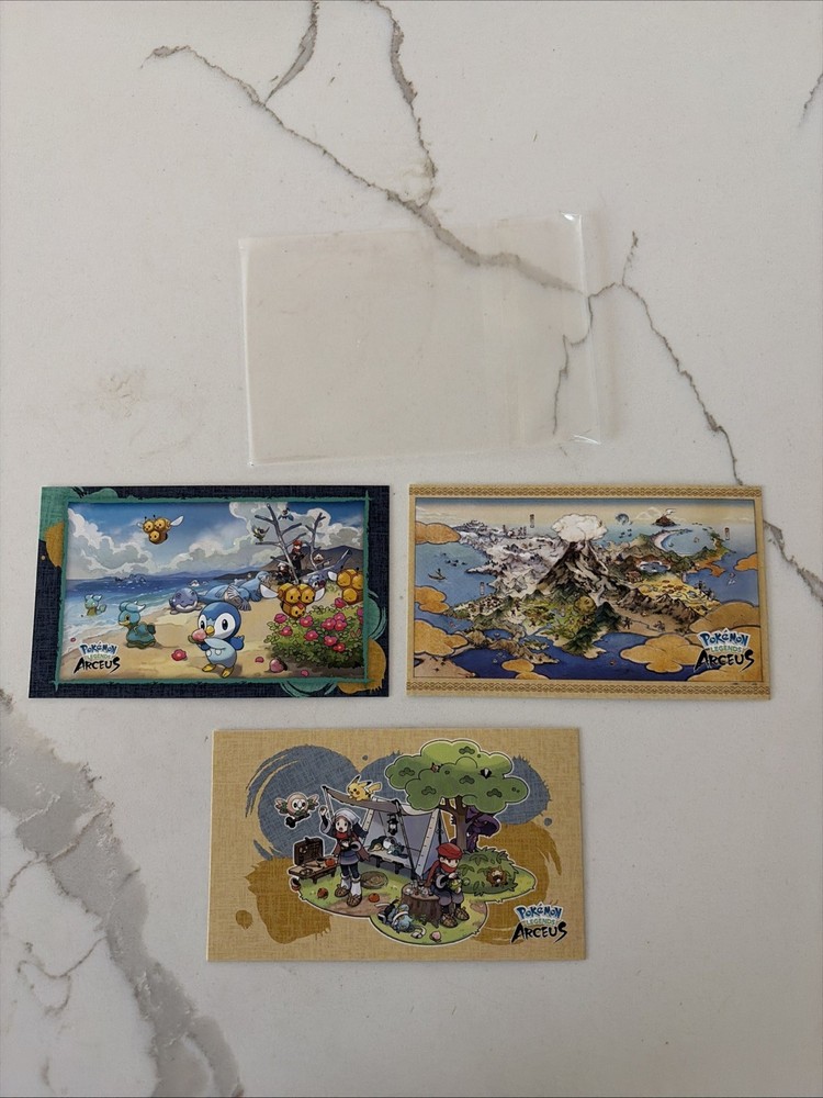 Pokemon Legends Arceus Art Card Set of 3 GameStop Preorder Bonus! VERY NICE!!!