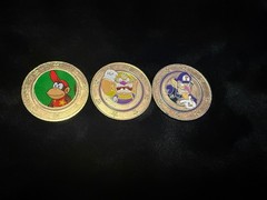 Lot Of 3 Super Mario Tokens. WALUIGI, WARIO AND DIDDY KONG.