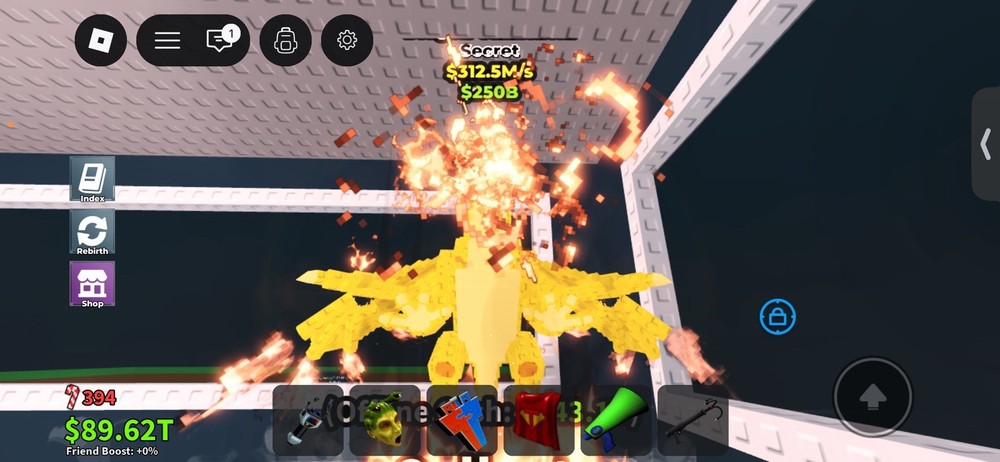 Roblox Secret In-Game Item with Fire Effect and In-Game Currency