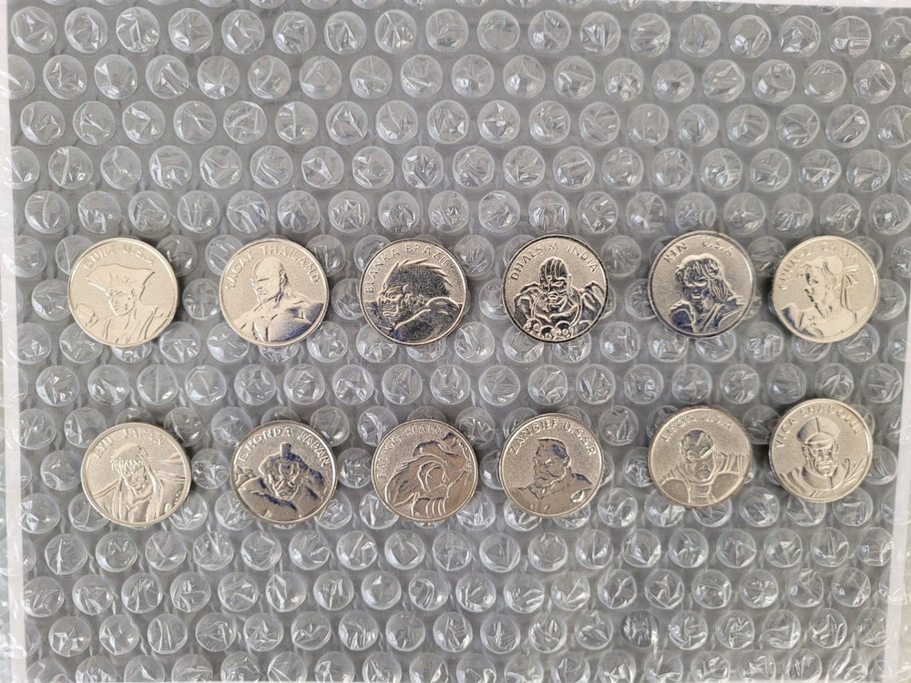 Street Fighter 2 II Arcade Coins Tokens Complete Silver Champion Edition Set 12