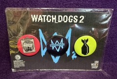 Watch Dogs 2 pins button badge set of 3 promo Gamestop Ubisoft Dedsec Bomb Logo