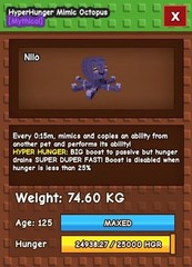 🐾 Semi Titanic Age 125 74+Kg Hyper Hunger 15 Sec Mimic Octopus