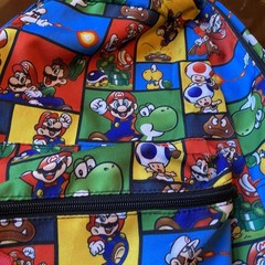 Super Mario Bros Nintendo Bioworld Backpack Mario Yoshi Toad Peach Print Bag