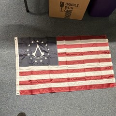 Assassin’s Creed III USA Flag Banner w/ Logo, Grommets – Stars & Stripes