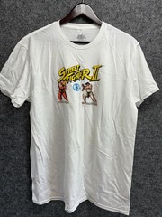 Street Fighter II Ryu Ken Hadoken T-Shirt Mens L White Capcom CHANGES Licensed