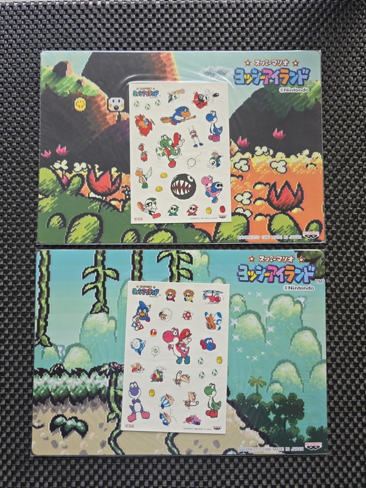 Vintage Nintendo Mario Yoshi’s Island SNES Sticker Sheet Background Level Board