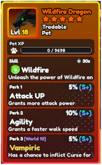 World Zero WZ – PET with PERFECT PERKS – WILDFIRE DRAGON