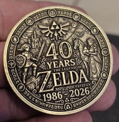 Zelda 40 Year Anniversary 50mm Solid Brass Coin #2 Laser Engraved