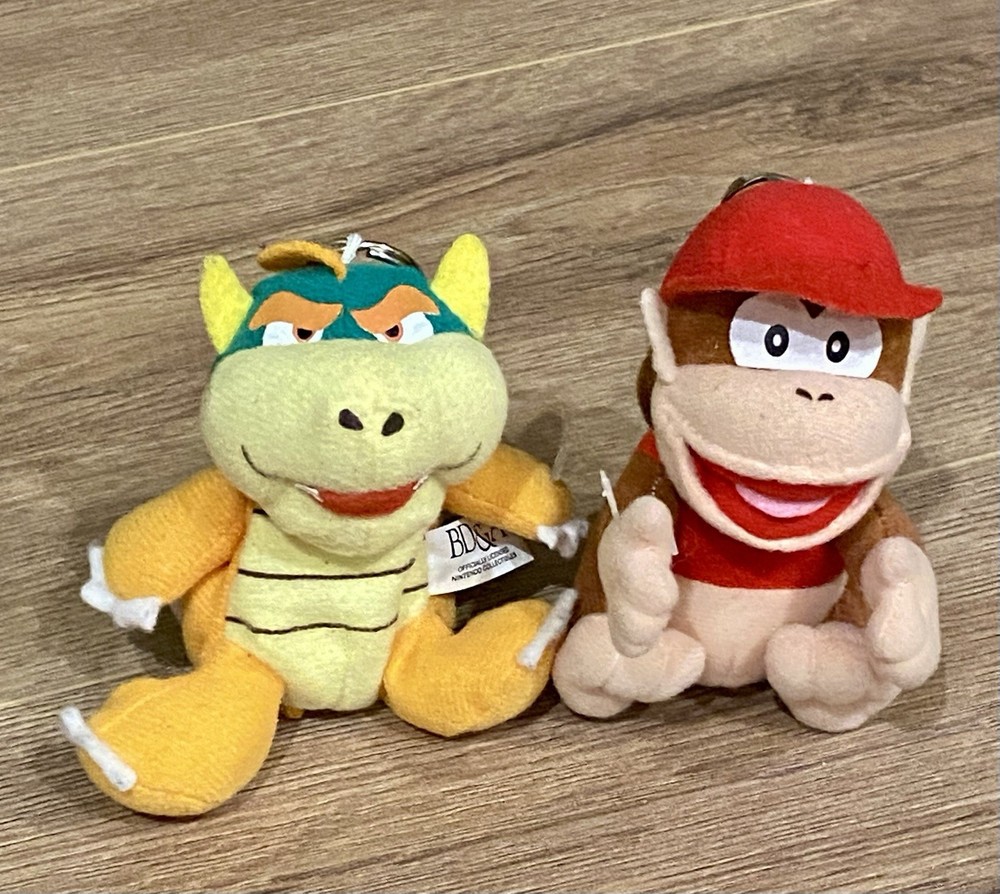 BD&A Nintendo 64 Bowser & Diddy Kong 3” Plush Beanbag Clip On Keychain 1997