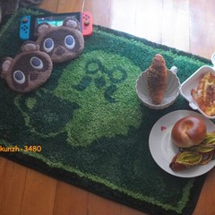 Animal Crossing Brewster Coffee Carpet Game Tufting Floor Mat Soft 80*60cm Green