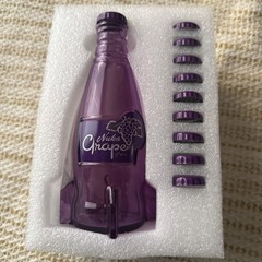 Fallout Nuka Cola Grape Purple Glass Bottle + 10 Caps Tin Rocket Statue