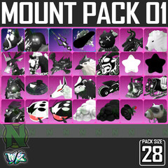 Roblox World Zero WZ – 28 PACK – MOUNT PACK 01 – BLACK/WHITE MOUNTS