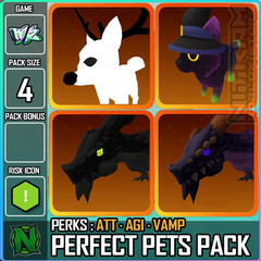Roblox World Zero WZ – 4 PACK PETS – ATT/AGI/VAMP – Fox/Cat/Dragons