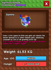 Huge Dilophosaurus Rainbow Hatched + Nightmare – Grow A Garden – Fast Delivery!