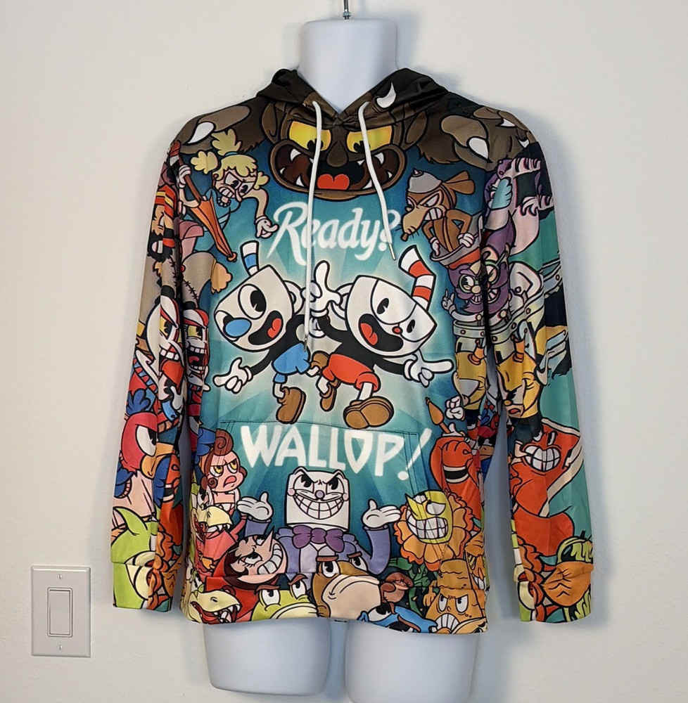 Cuphead Mugman “Ready? WALLUP!” All-Over Print Hooded Hoodie L