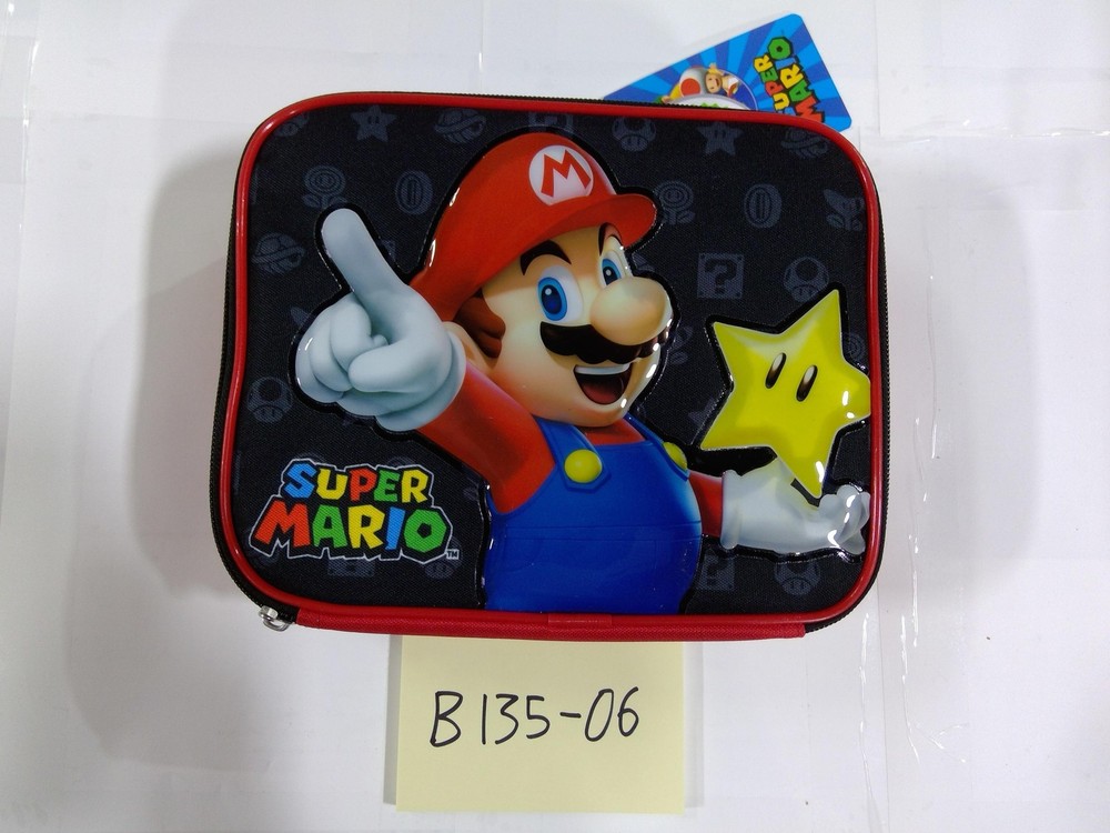 Super Mario Bros Nintendo Kids Padded Case Mario Star Red Black Glossy New