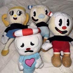 Lot of 4 Cuphead Mugman MsChalice, Ghost & Cuppet 9″ Plush Funko Video Game Toys