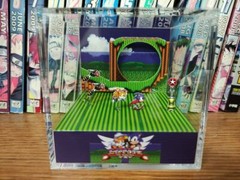 Sonic Hedgehog 2 Handmade Diorama – Sonic Gameboy / Retro Gaming Cube – Fanart