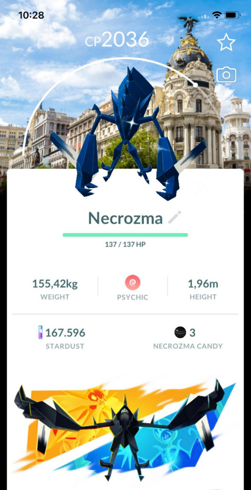Pokémon Shiny Necrozma Madrid Spain Background – Trade 1 Mil stardust