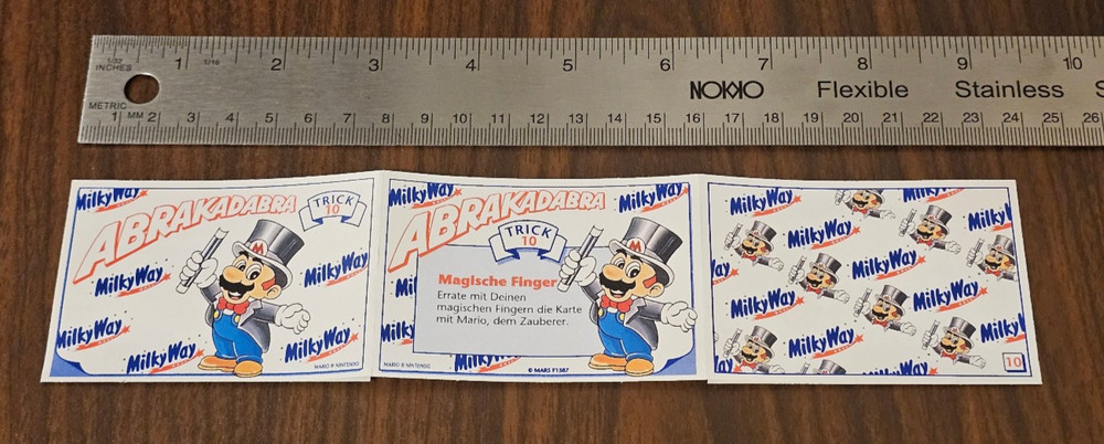 Rare 1990s MILKY WAY Mars Nintendo Super Mario MAGIC candy insert NES GB SNES